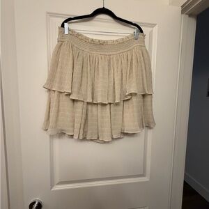 Forever 21 Cream Tiered A-Line Skirt